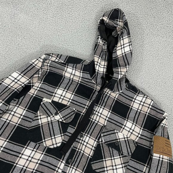 Howitzer Armory Flannel Men L Black White We The People Hooded Shirt - Picture 1 of 10
